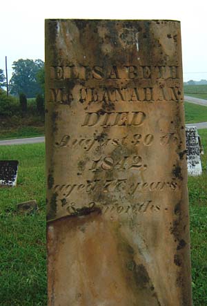 Headstone of Elizabeth (Thompson) McClanahan (1765-1842)