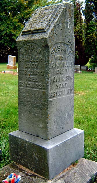 Headstone of Aaron K. Miller (1835-1899) and Susannah E. Miller (1841-1904)