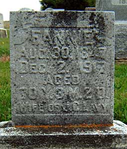 Headstone of  Francis (Fanny) Miller (1847-1917)