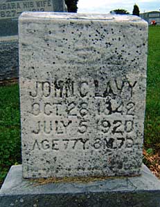Headstone of John Calvin Lavy (1842-1920)