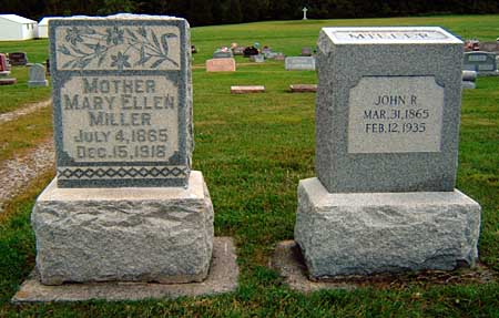 Headstone of John Rohrer Miller (1865-1935) and Mary Ellen Jackson (1865-1018)