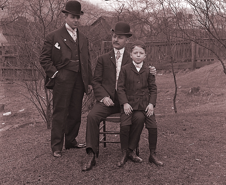 Portrait of George Elmer Fisher and his two sons, James Lee Fisher & George Ross Fisher, ca. 1901